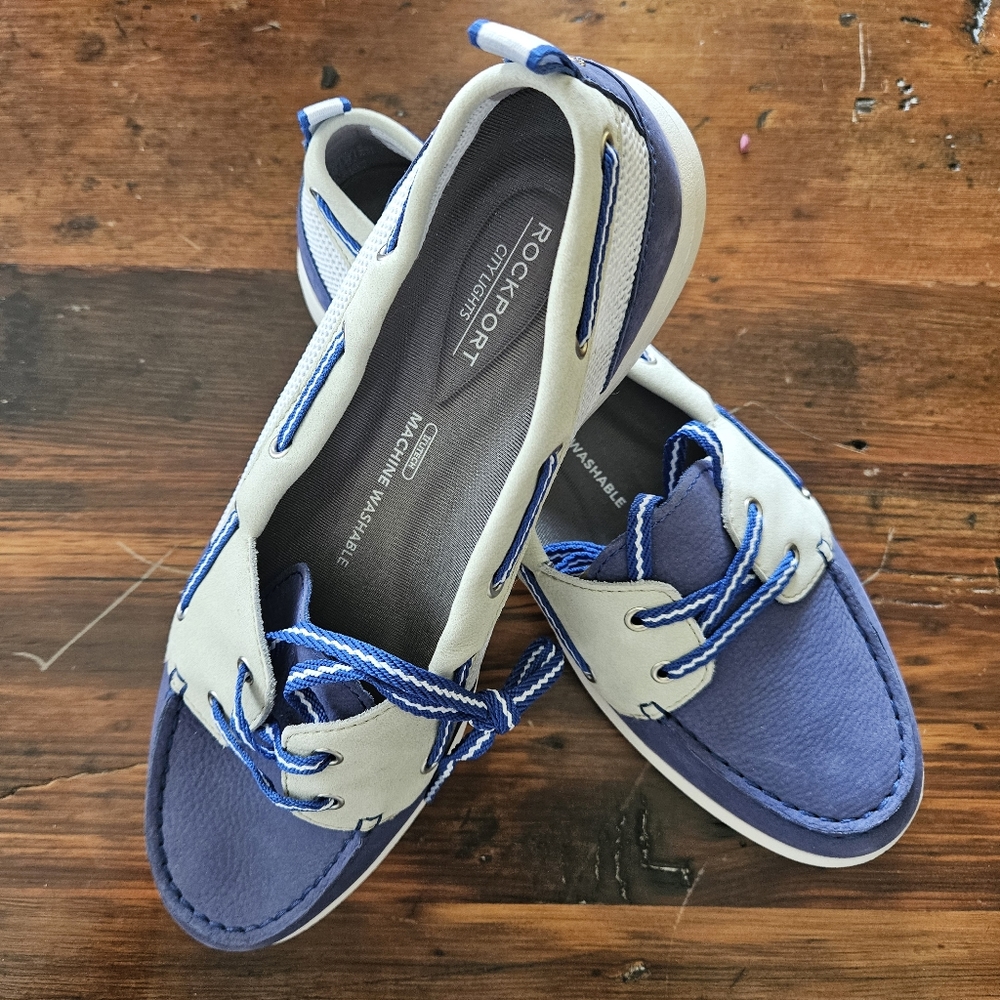 NWOB, Rockport CityLights Women's Size 9 Boat Shoes Blue/Cream,